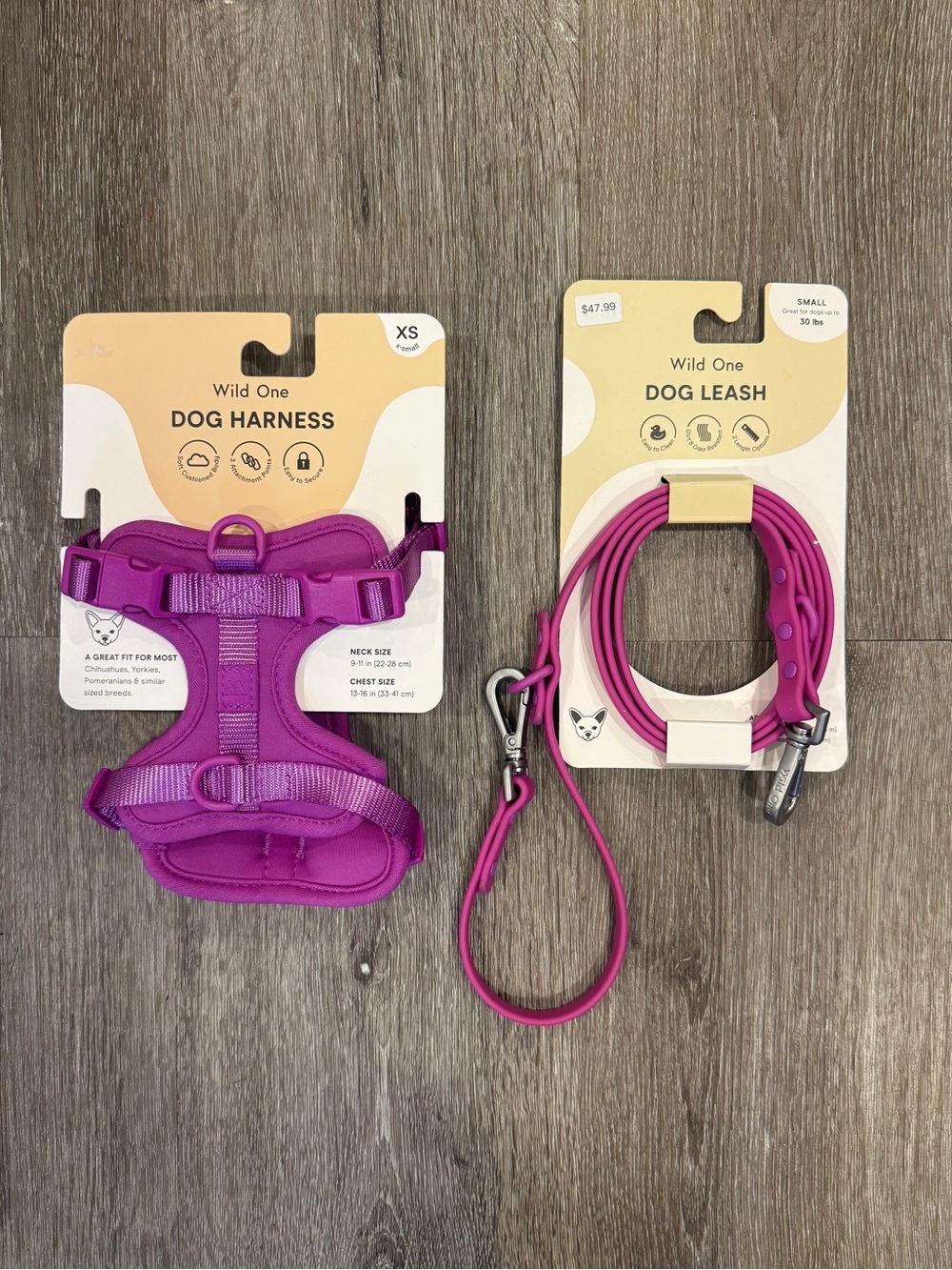 Wild One Dog Harness XS+ Small Leash Set- Orchid Brand New